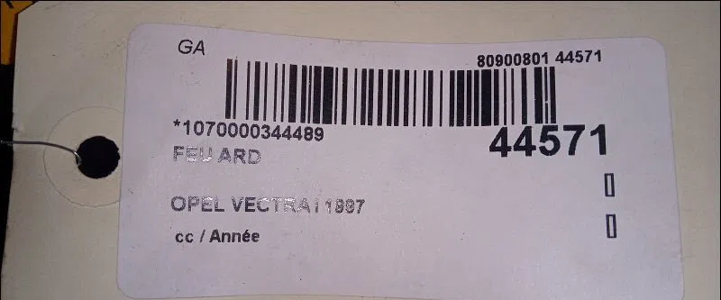 Feu arrière droit Opel VECTRA B 3-5 portes (J96) 2.0 i 16v (f68) (1995-2000) occasion