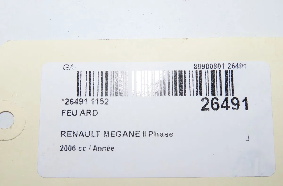 Feu arrière droit RENAULT MEGANE II 2006 occasion