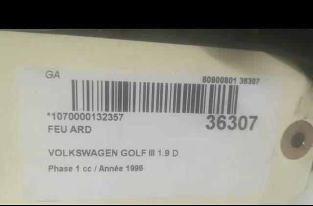 Feu arrière droit Volkswagen GOLF III (1H1) 1.9 d (1991-1997) occasion