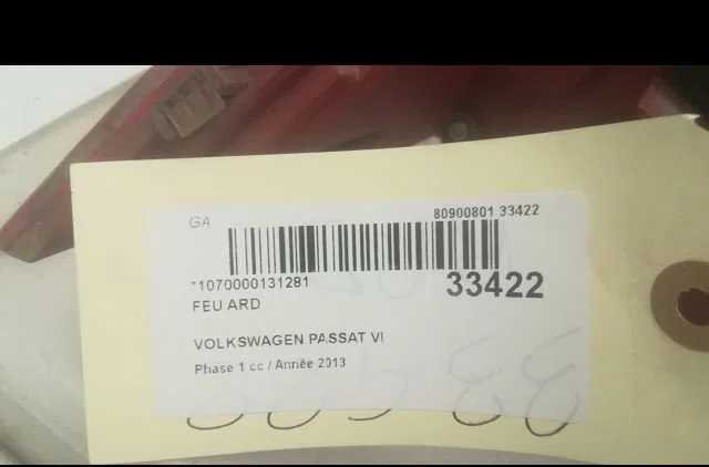 Feu arrière droit Volkswagen PASSAT B7 (362) 1.6 tdi (2010-2014) occasion