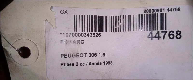 Feu arrière gauche Peugeot 306 3-5 portes (7A, 7C, N3, N5) 1.6 (1993-2000) occasion