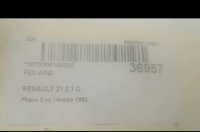 Feu arrière gauche Renault 21 (B48_) 2.1 d (b48v-b48o) (1989-1992) occasion