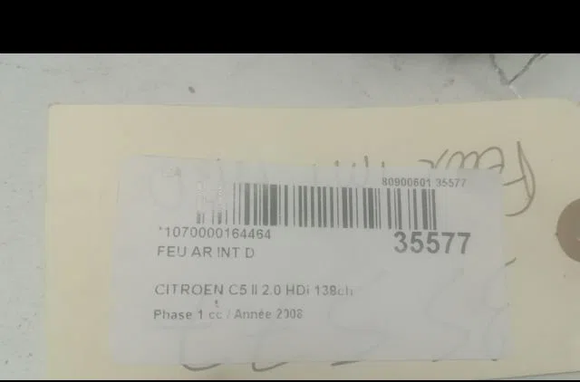 Feu arrière intérieur droit Citroen C5 III Break (RW_) 2.0 hdi (2008) occasion