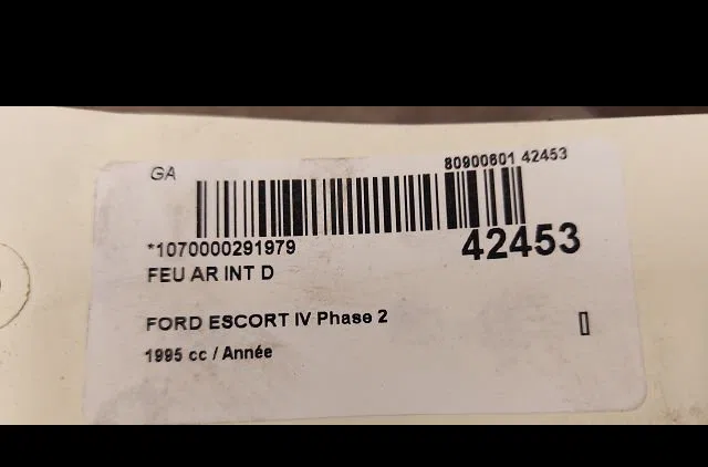 Feu arrière intérieur droit Ford ESCORT VI (GAL, AAL, ABL) 1.8 td (1995-1998) occasion