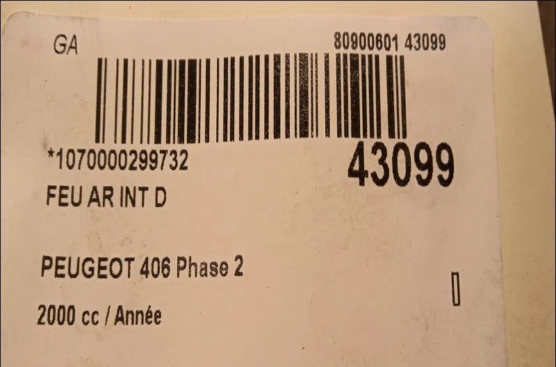 Feu arrière intérieur droit Peugeot 406 Break (8E-F) 2.0 16v (1996-2004) occasion