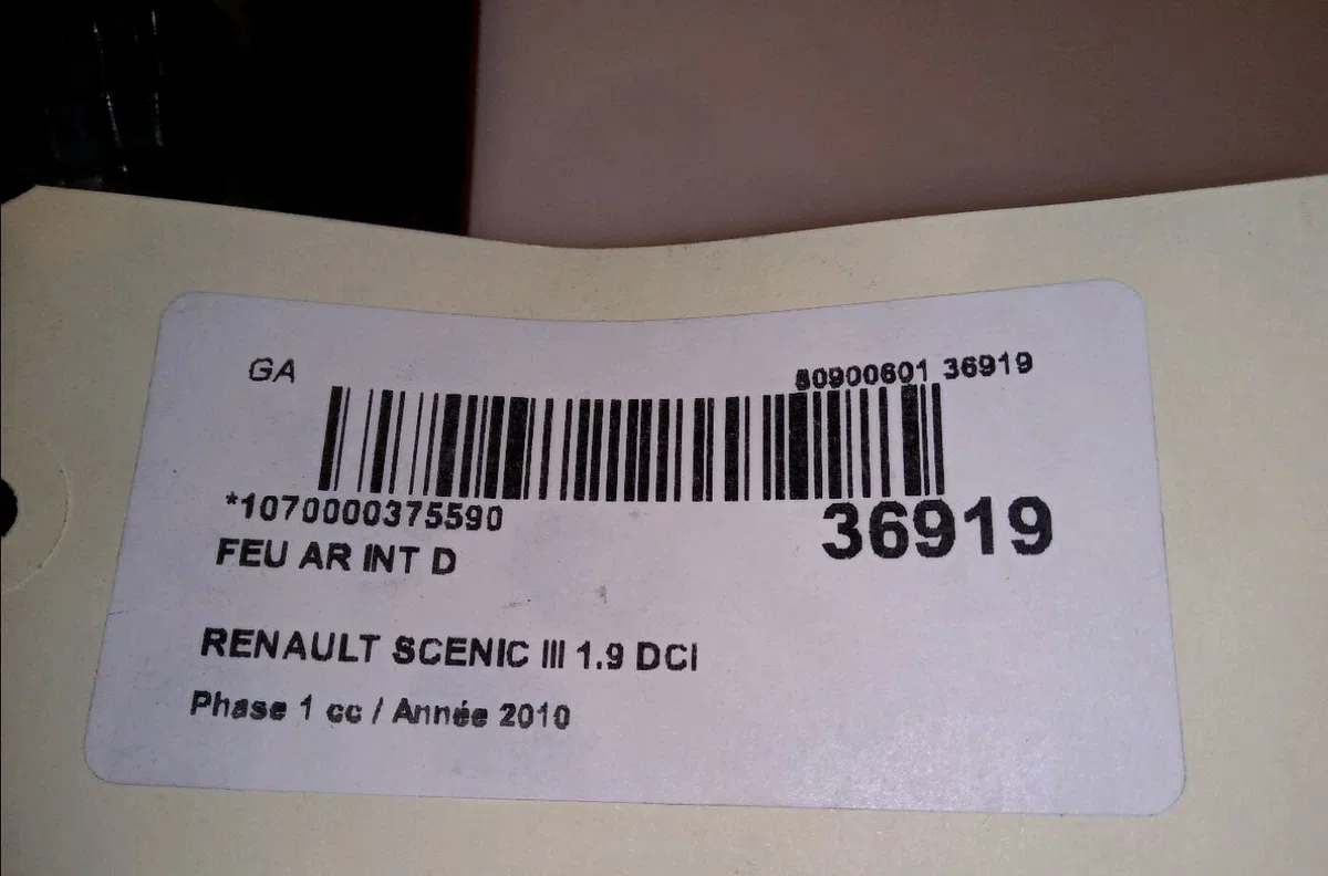 Feu arrière intérieur droit Renault GRAND SCÉNIC III (JZ0-1_) 1.9 dci (2009) occasion