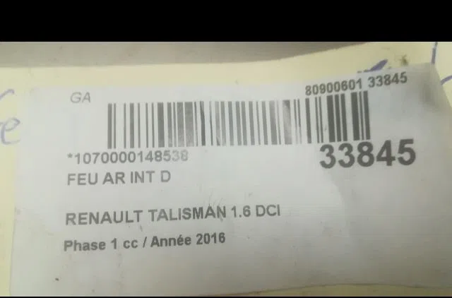 Feu arrière intérieur droit Renault TALISMAN (LP_) 1.6 dci 160 (2015) occasion