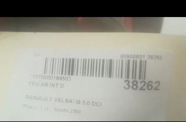 Feu arrière intérieur droit Renault VEL SATIS (BJ0_) 3.0 dci (bj0j, bj0n) (2002-2006) occasion