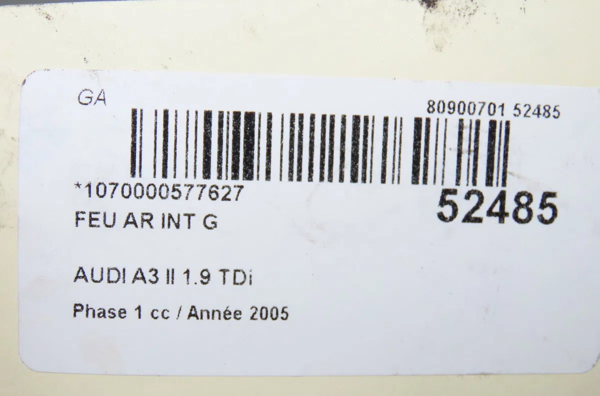 Feu arrière interieur gauche Audi A3 Sportback (8PA) 1.9 tdi (2004-2010) occasion