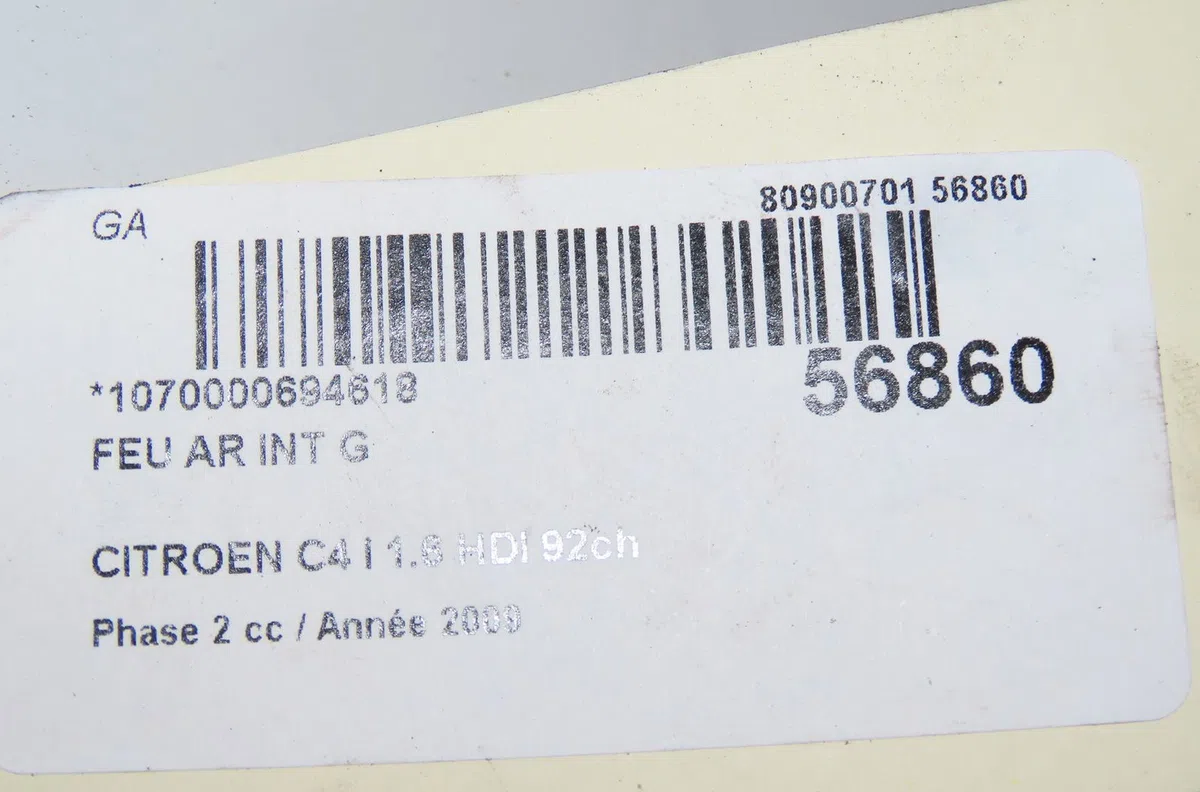 Feu arrière interieur gauche Citroen C4 I (LC_) 1.6 hdi (2004-2011) 5 portes occasion