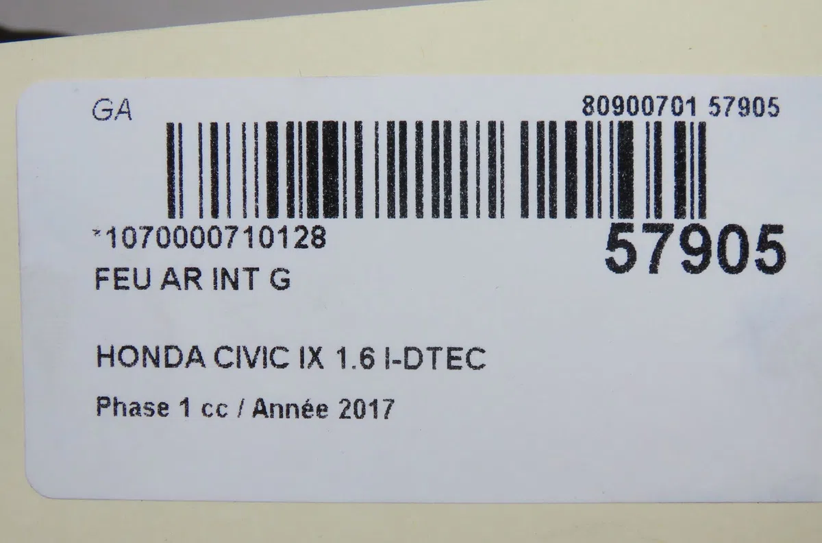 Feu arrière interieur gauche Honda CIVIC IX (FK) 1.6 i-dtec (fk3) (2013) occasion