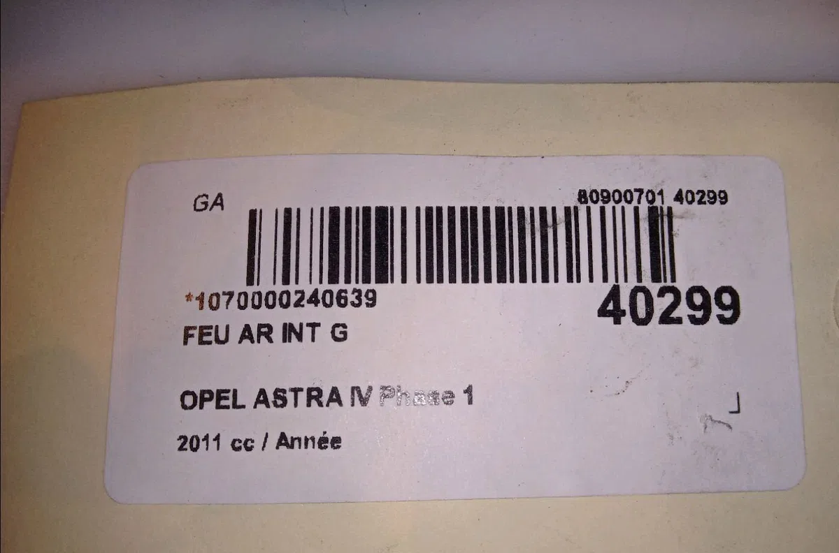 Feu arrière interieur gauche Opel ASTRA J (P10) 1.7 cdti (68) (2009-2015) occasion