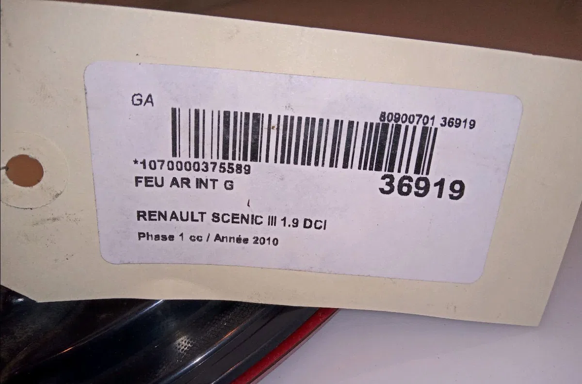 Feu arrière interieur gauche Renault GRAND SCÉNIC III (JZ0-1_) 1.9 dci (2009) occasion
