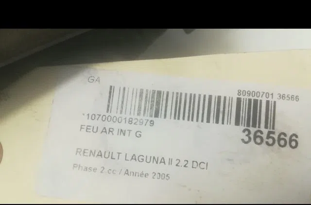 Feu arrière interieur gauche Renault LAGUNA II (BG0-1_) 2.2 dci (bg0f) (2001-2006) occasion