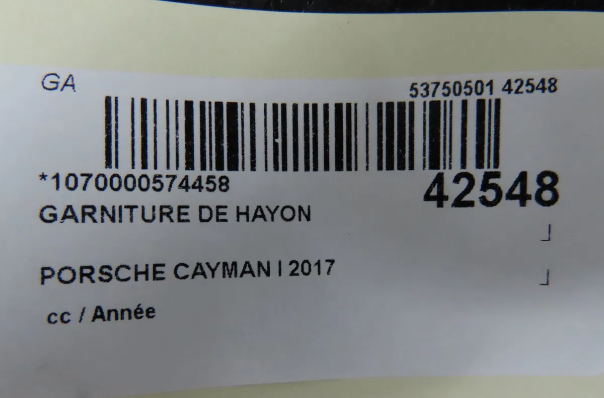 Garniture de hayon Porsche 718 CAYMAN (982) S 2.5 (982130, 982131) (2016) occasion