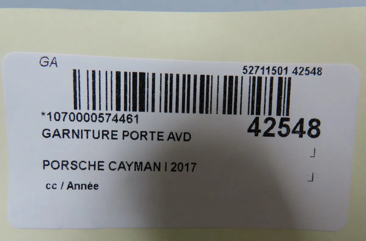 Garniture porte avd Porsche 718 CAYMAN (982) S 2.5 (982130, 982131) (2016) occasion