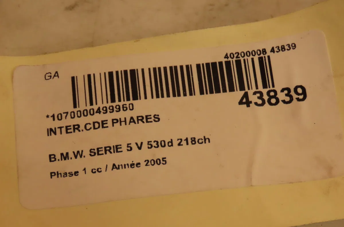 Interrupteur commande de phares Bmw 5 (E60) 530 d (2002-2005) occasion