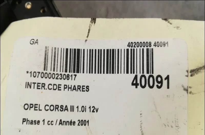 Interrupteur commande de phares Opel CORSA C (X01) 1.0 (f08, f68) (2000-2003) occasion