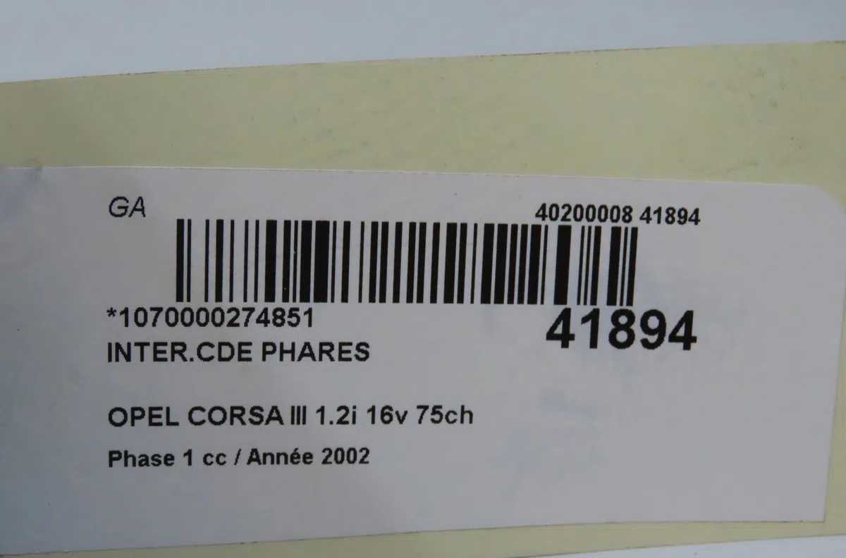 Interrupteur commande de phares Opel CORSA C (X01) 1.2 (f08, f68) (2000-2009) occasion