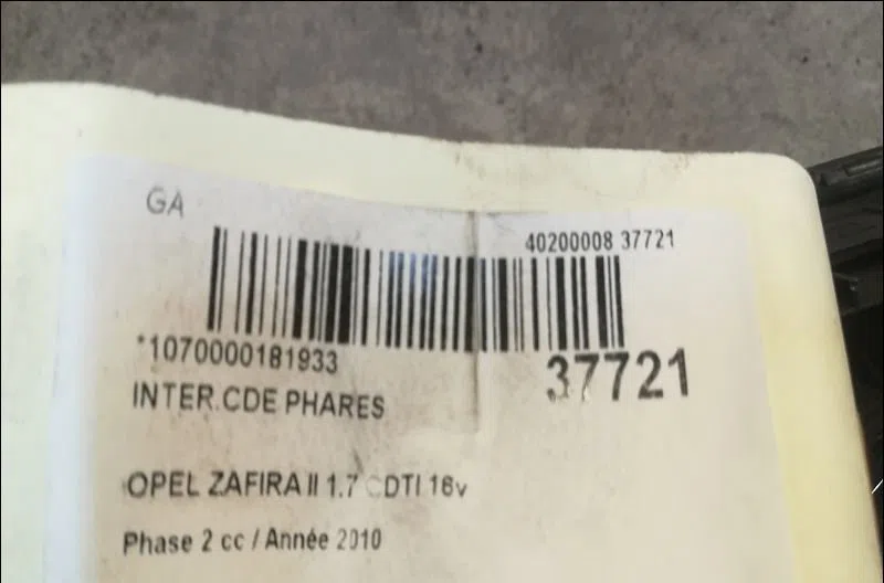 Interrupteur commande de phares Opel ZAFIRA - ZAFIRA FAMILY B (A05) 1.7 cdti (m75) (2008-2015) occasion