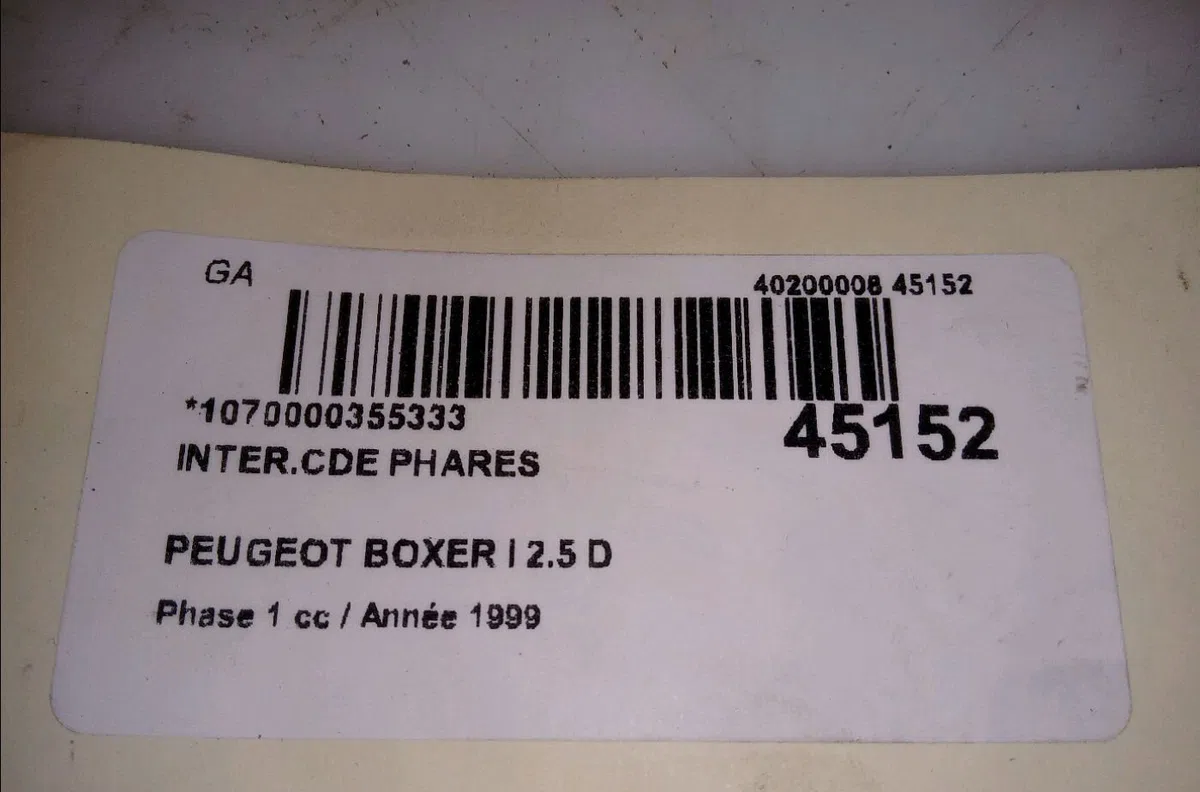 Interrupteur commande de phares Peugeot BOXER Camionnette (230L) 2.5 d (1994-2002) occasion