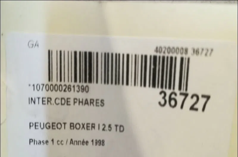 Interrupteur commande de phares Peugeot BOXER Camionnette (230L) 2.5 tdi (1997-2002) occasion