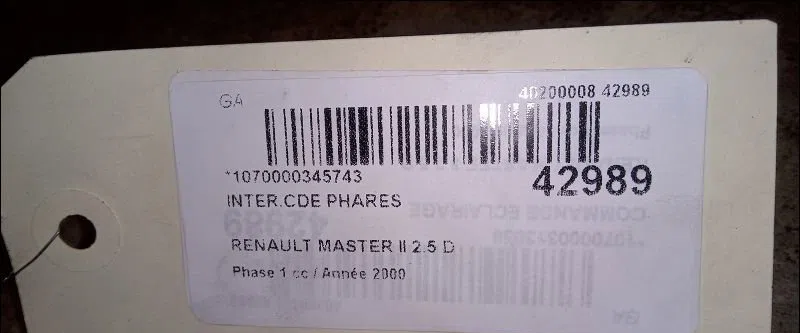 Interrupteur commande de phares Renault MASTER II Camionnette (FD) 2.5 d (1998-2001) occasion