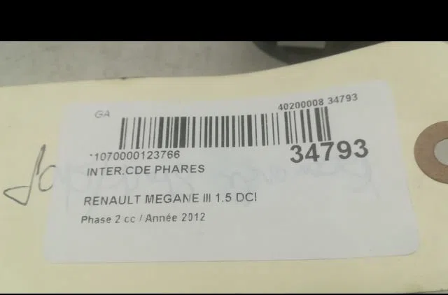 Interrupteur commande de phares Renault MEGANE III 3-5 portes (BZ0-1_, B3_) 1.5 dci (bz09, bz0d, bz1w, bz29, bz14) (2009