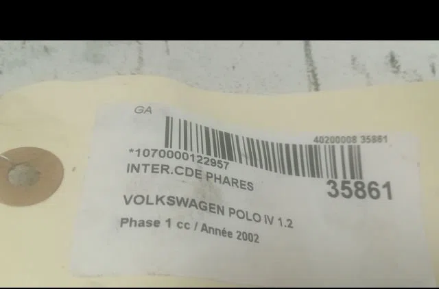 Interrupteur commande de phares Volkswagen POLO (9N_, 9A_) 1.2 12v (2001-2007) 5 portes occasion