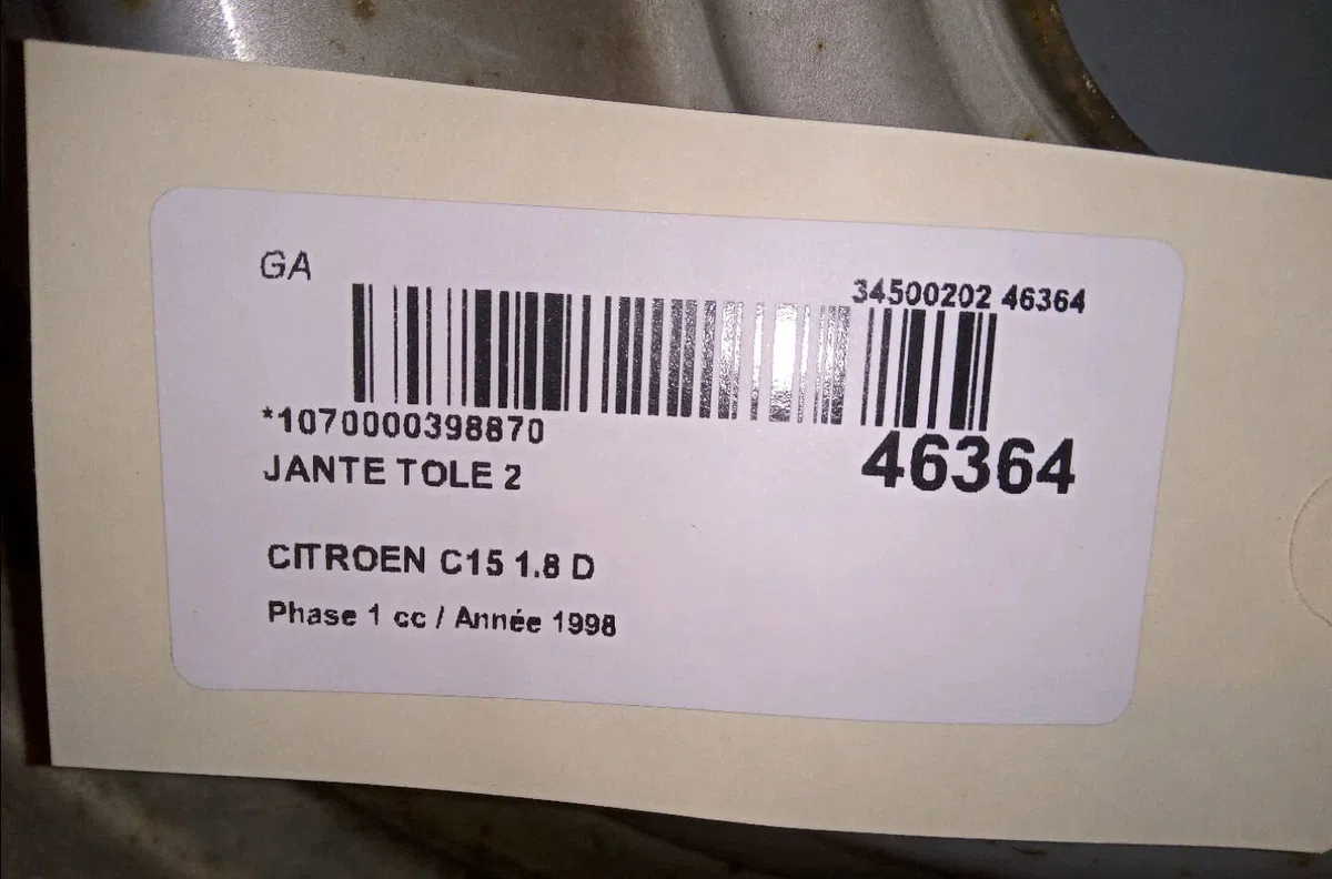 Jante tole Citroen C15 Camionnette-Monospace (VD_) 1.8 d (1986-2000) occasion