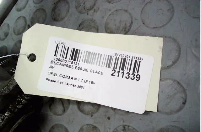 Mecanisme essuie-glace avant Opel CORSA C (X01) 1.7 di (f08, f68) (2000-2009) occasion