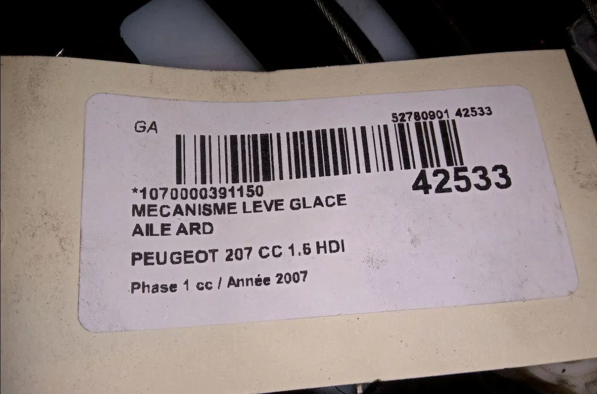Mécanisme lève glace aile ard Peugeot 207 CC (WD_) 1.6 hdi (2007-2015) occasion