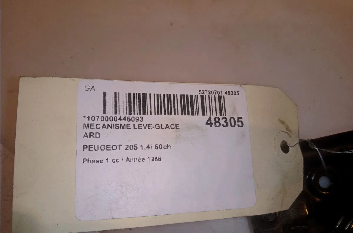Mecanisme leve-glace arrière droit Peugeot 205 II (20A-C) 1.4 (1988-1998) occasion