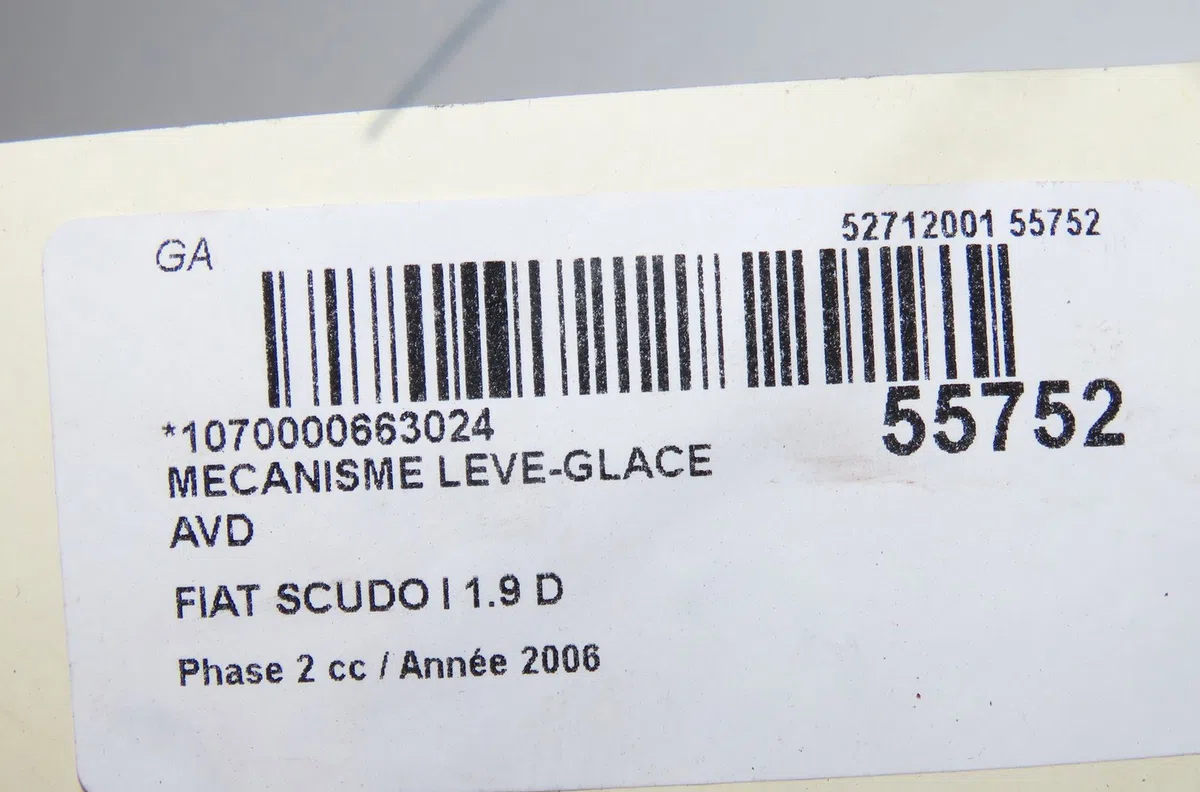 Mécanisme lève-glace avant droit Fiat SCUDO Camionnette (220_) 1.9 d (1996-2006) occasion
