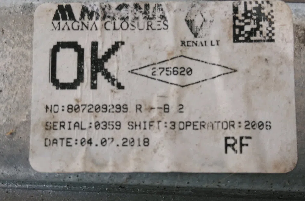 Mecanisme  moteur lève-glace avant droit Dacia LOGAN MCV II Tce 90 (k8m1) (2013) occasion