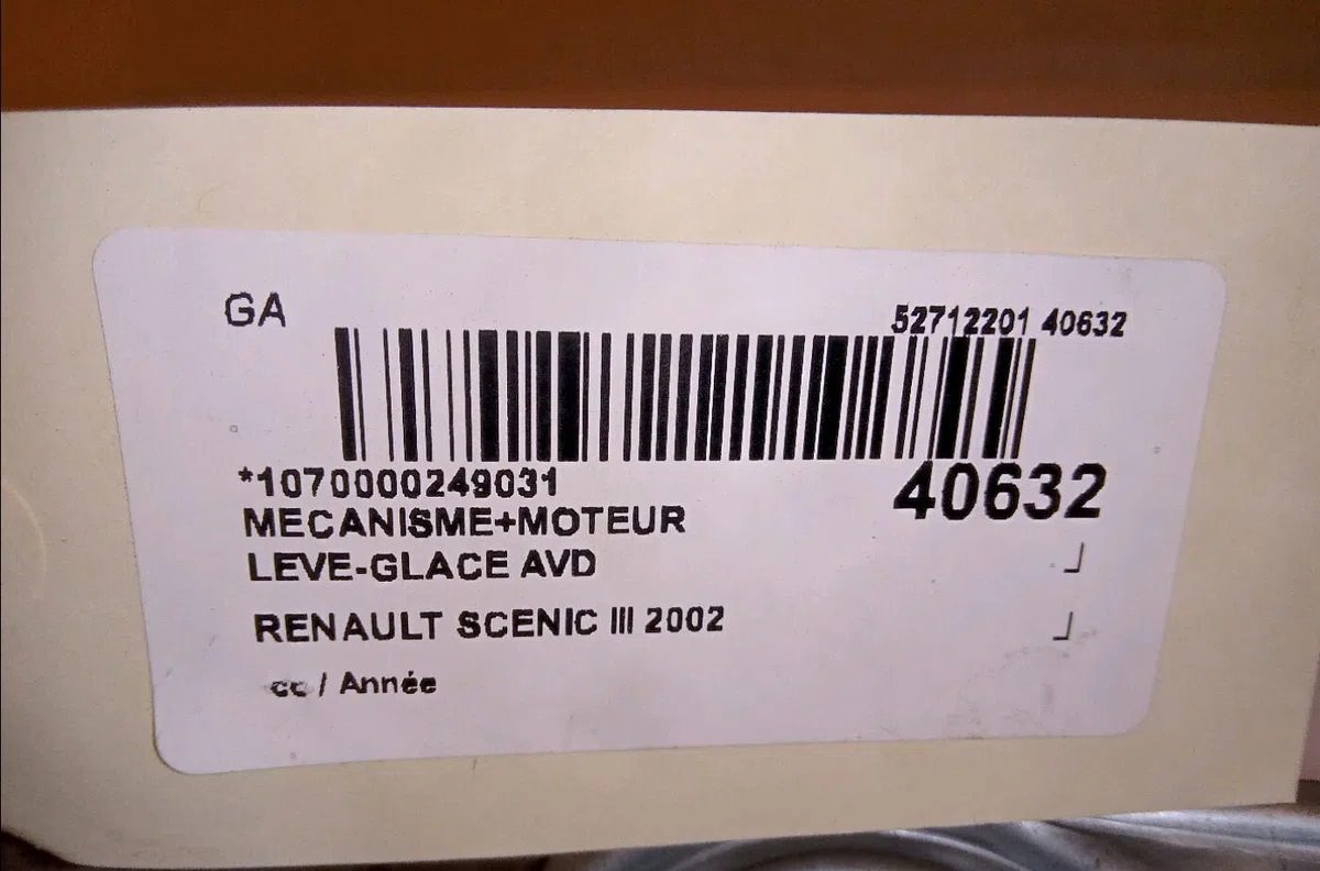 Mecanisme  moteur lève-glace avant droit RENAULT GRAND SCENIC III 2002 occasion