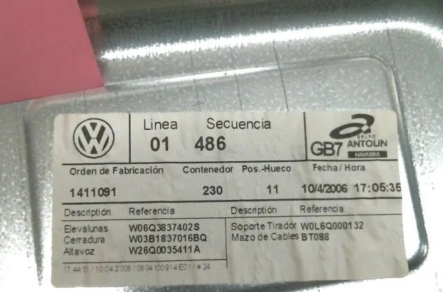 Mecanisme  moteur lève-glace avant droit Volkswagen POLO (9N_, 9A_) 1.9 tdi (2001-2009) 5 portes occasion