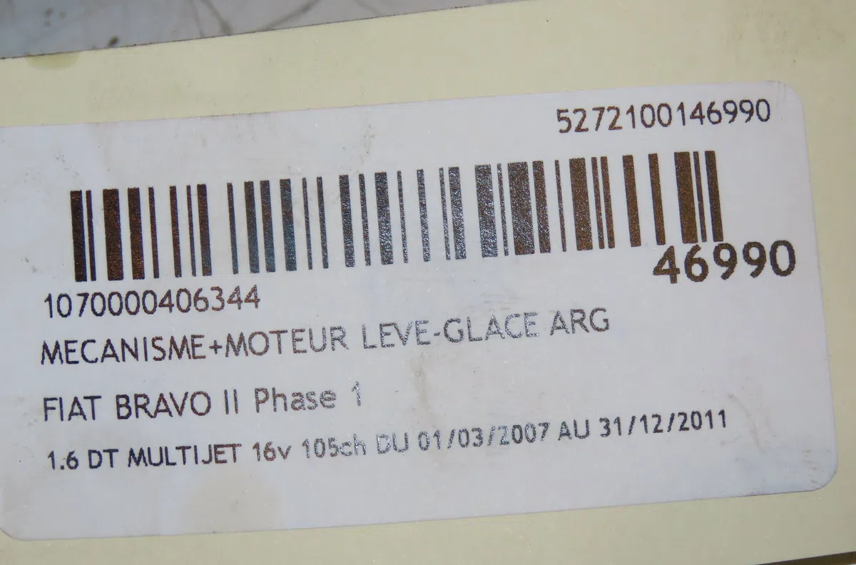 Mecanismemoteur leve-glace arg Fiat BRAVO II (198_) 1.6 d multijet (198axh1b) (2007-2014) 5 portes occasion
