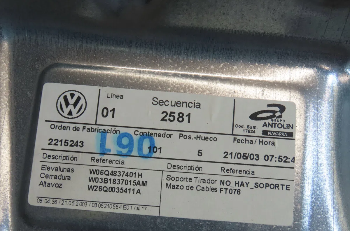Mecanismemoteur leve-glace avg Volkswagen POLO (9N_, 9A_) 1.4 tdi (2001-2005) occasion