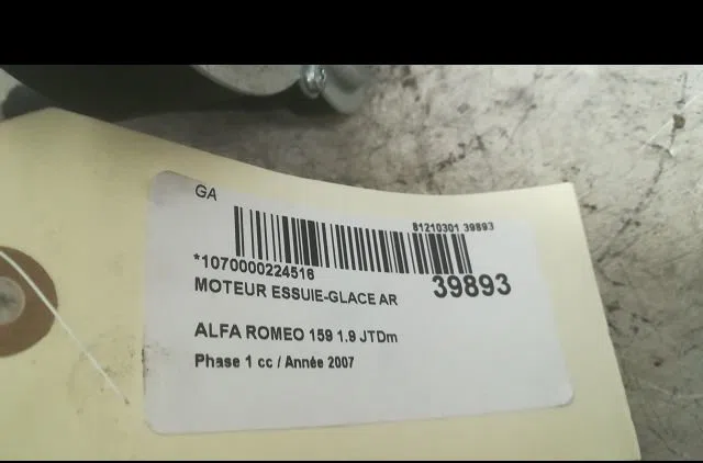 Moteur essuie-glace arrière Alfa romeo 159 Sportwagon (939_) 1.9 jtdm 16v (939bxc1b, 939bxc12) (2006-2011) occasion