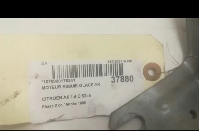 Moteur essuie-glace arrière Citroen AX (ZA-_) 14 d (1988-1992) occasion