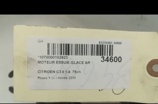 Moteur essuie-glace arrière Citroen C3 II (SC_) 1.4 (2009-2016) 5 portes occasion