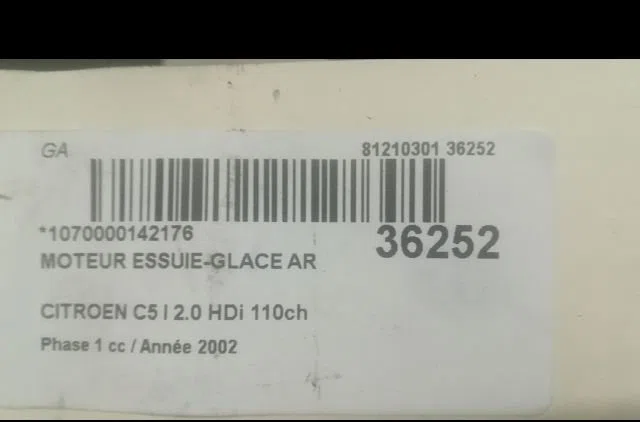 Moteur essuie-glace arrière CITROEN C5 I 2002 occasion