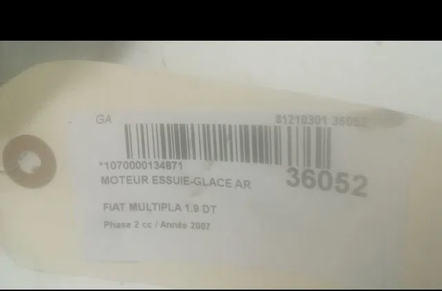 Moteur essuie-glace arrière Fiat MULTIPLA (186_) 1.9 jtd (186axe1a) (2002-2010) occasion