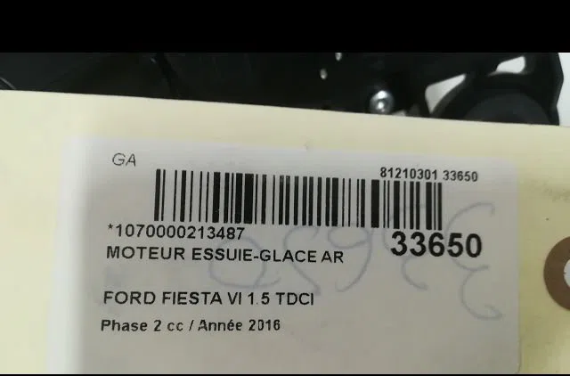 Moteur essuie-glace arrière Ford FIESTA VI Van 1.5 tdci (2012) occasion
