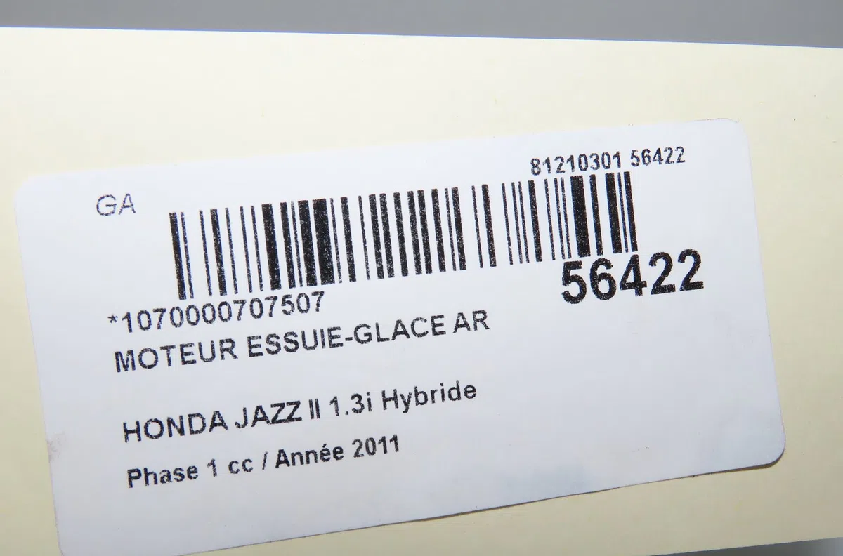 Moteur essuie-glace arrière Honda JAZZ III (GE_, GG_, GP_, ZA_) 1.3 hybrid (gp1) (2011) occasion