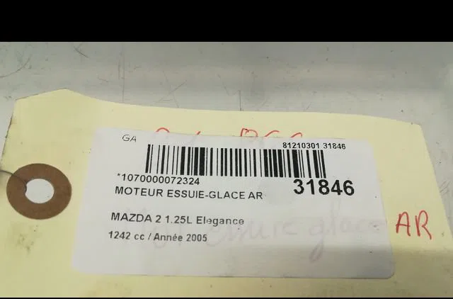 Moteur essuie-glace arrière MAZDA MAZDA 2 I 2005 occasion