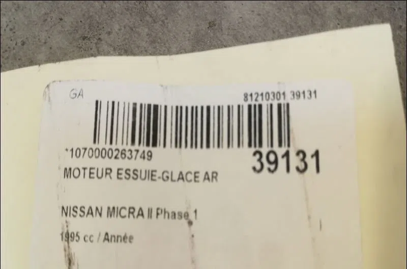 Moteur essuie-glace arrière Nissan MICRA II (K11) 1.3 i 16v (1992-2000) occasion