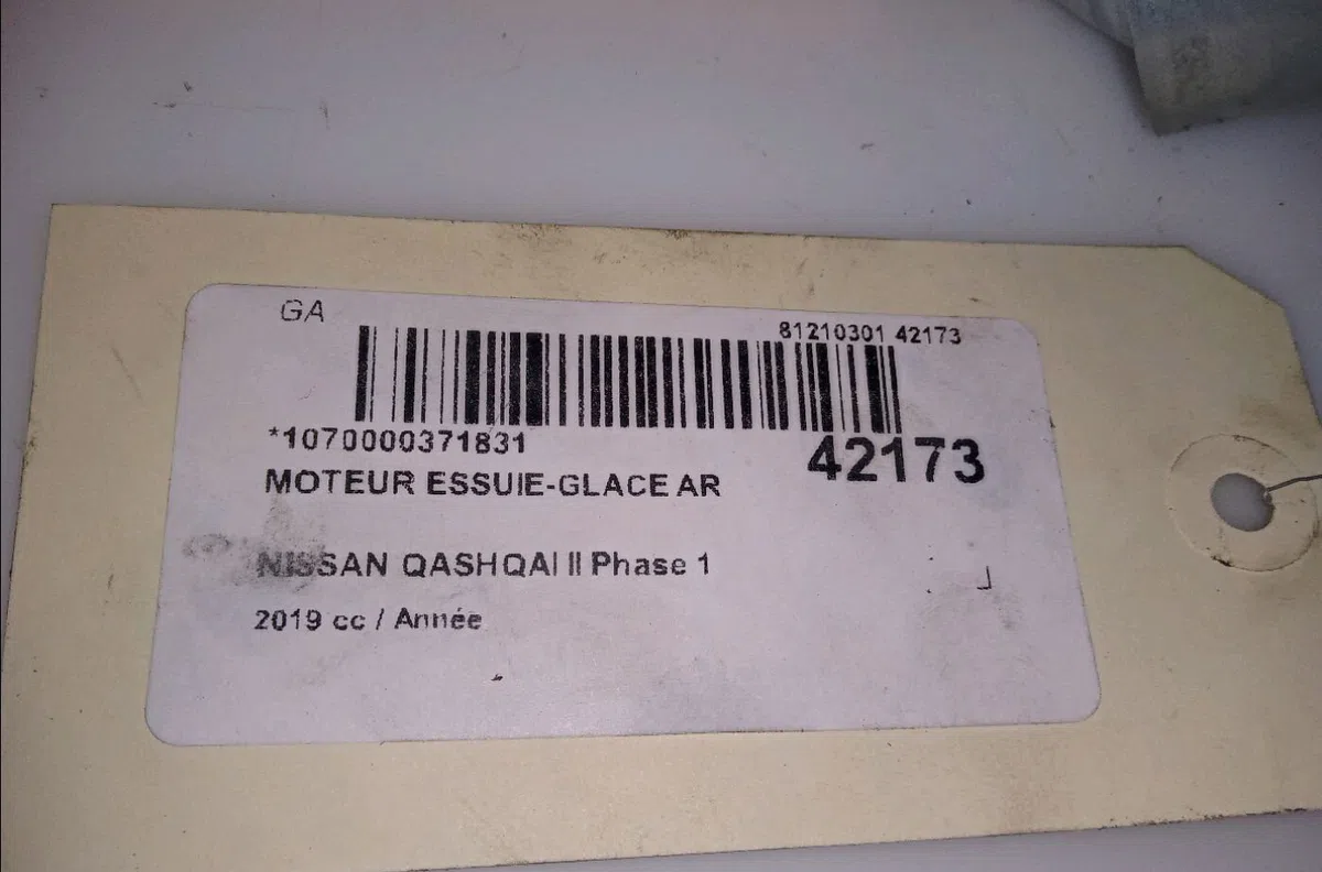 Moteur essuie-glace arrière Nissan QASHQAI II SUV (J11, J11_) 1.5 dci (2013) occasion