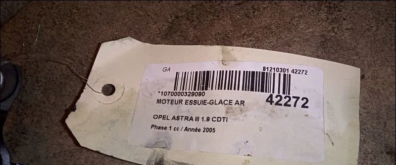 Moteur essuie-glace arrière Opel ASTRA H (A04) 1.9 cdti 16v (l48) (2004-2010) occasion